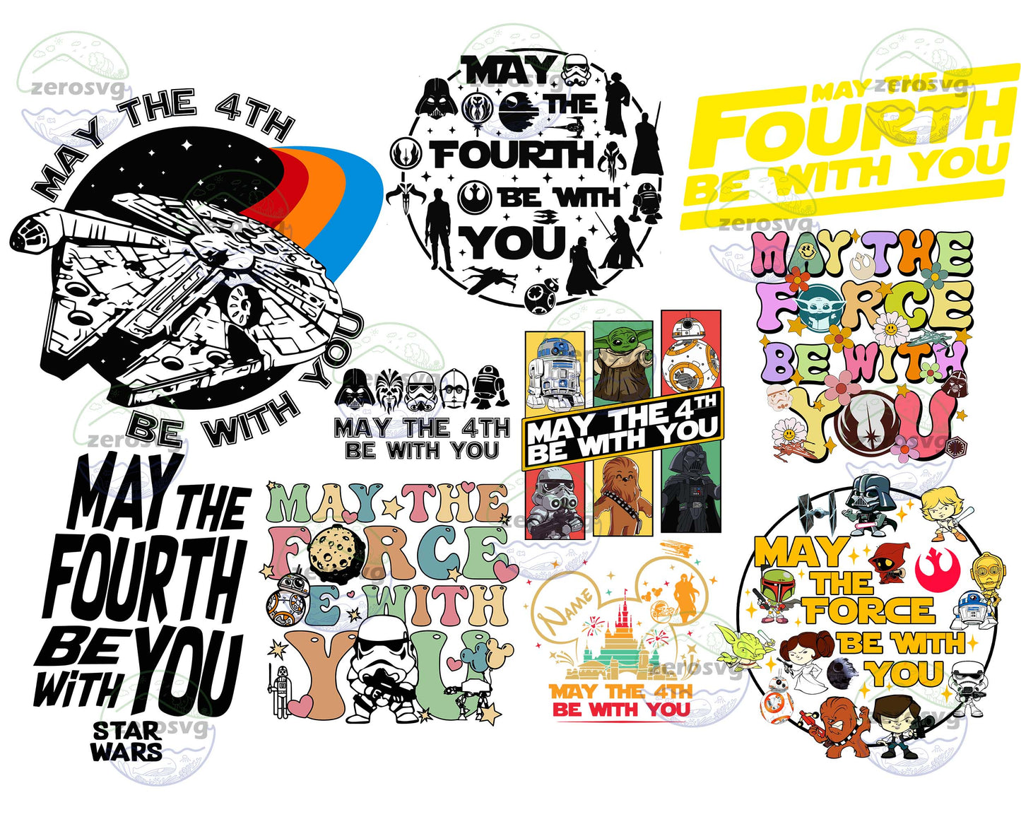 10 file May The Fourth Be With You svg,May The Force Be With You svg , Star Wars svg- Baby Yoda SVG, EPS, PNG, DXF for Cricut, Silhouette