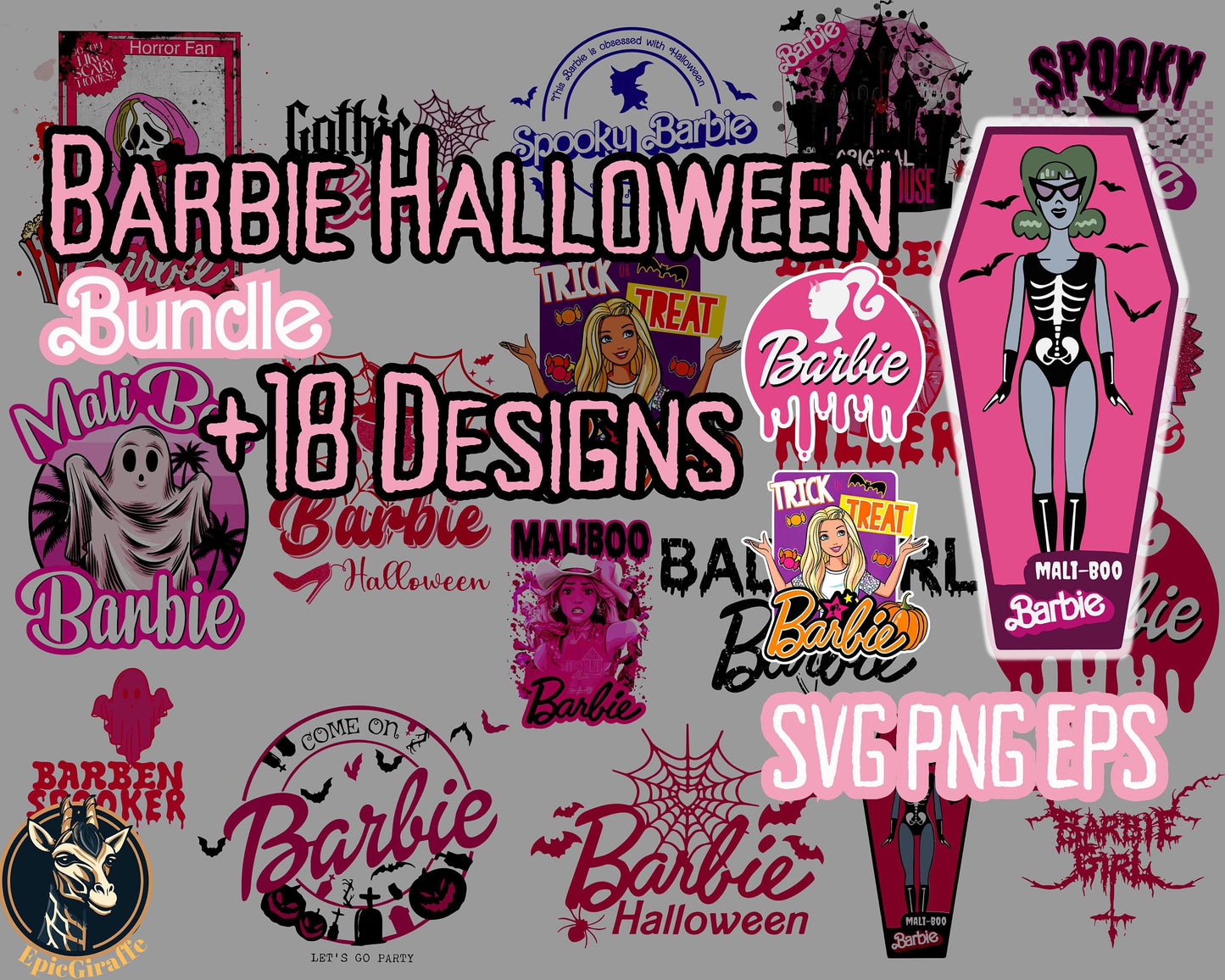 18+ Halloween Barbi Designs bundle svg, Pink spooky season Barbi halloween shirt Svg, file cut, Digital Download, Instant Download