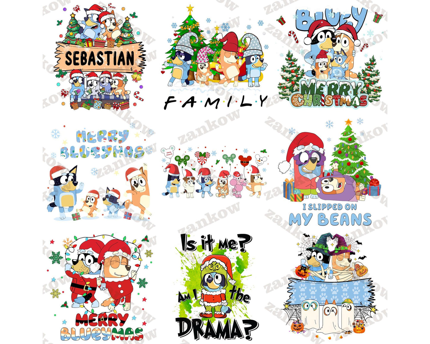 20+ file Christmas Cartoon Shirt Design Png Bundle, Blue Dog Family Holiday Png, for Cricut, Silhouette, digital download, file cut
