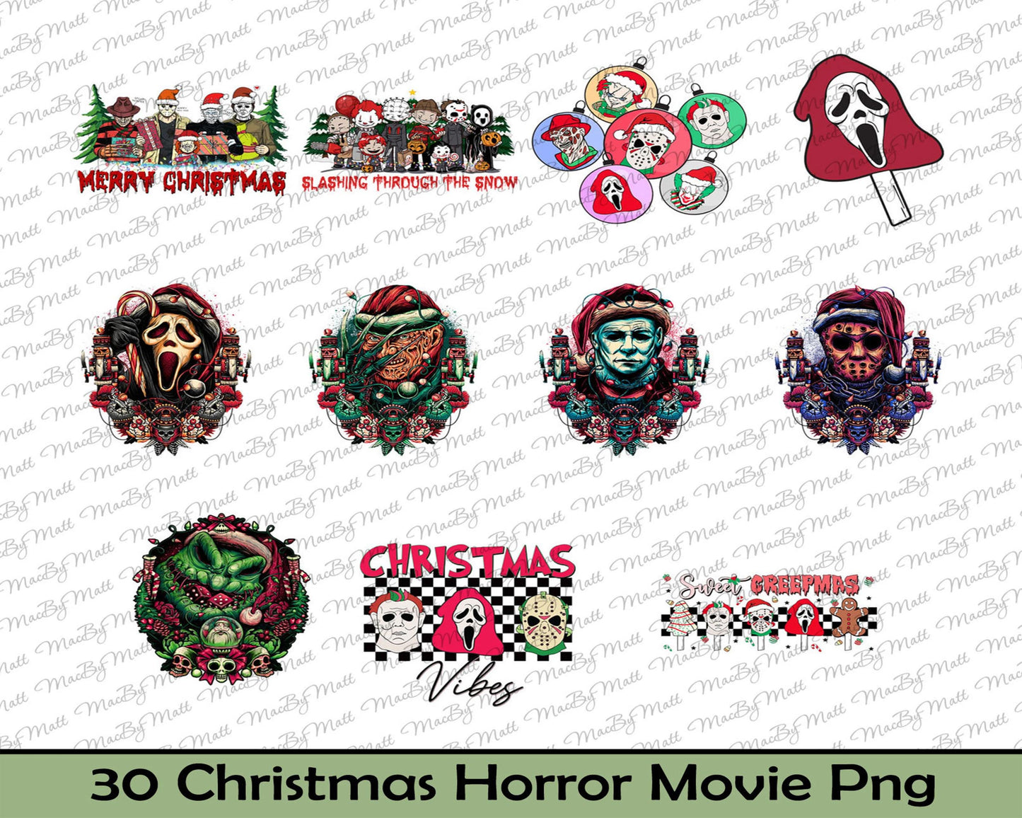 30 Christmas Horror Nightmare Movie Png Bundle, Tree Christmas Png, Digital Download ,Instant Download