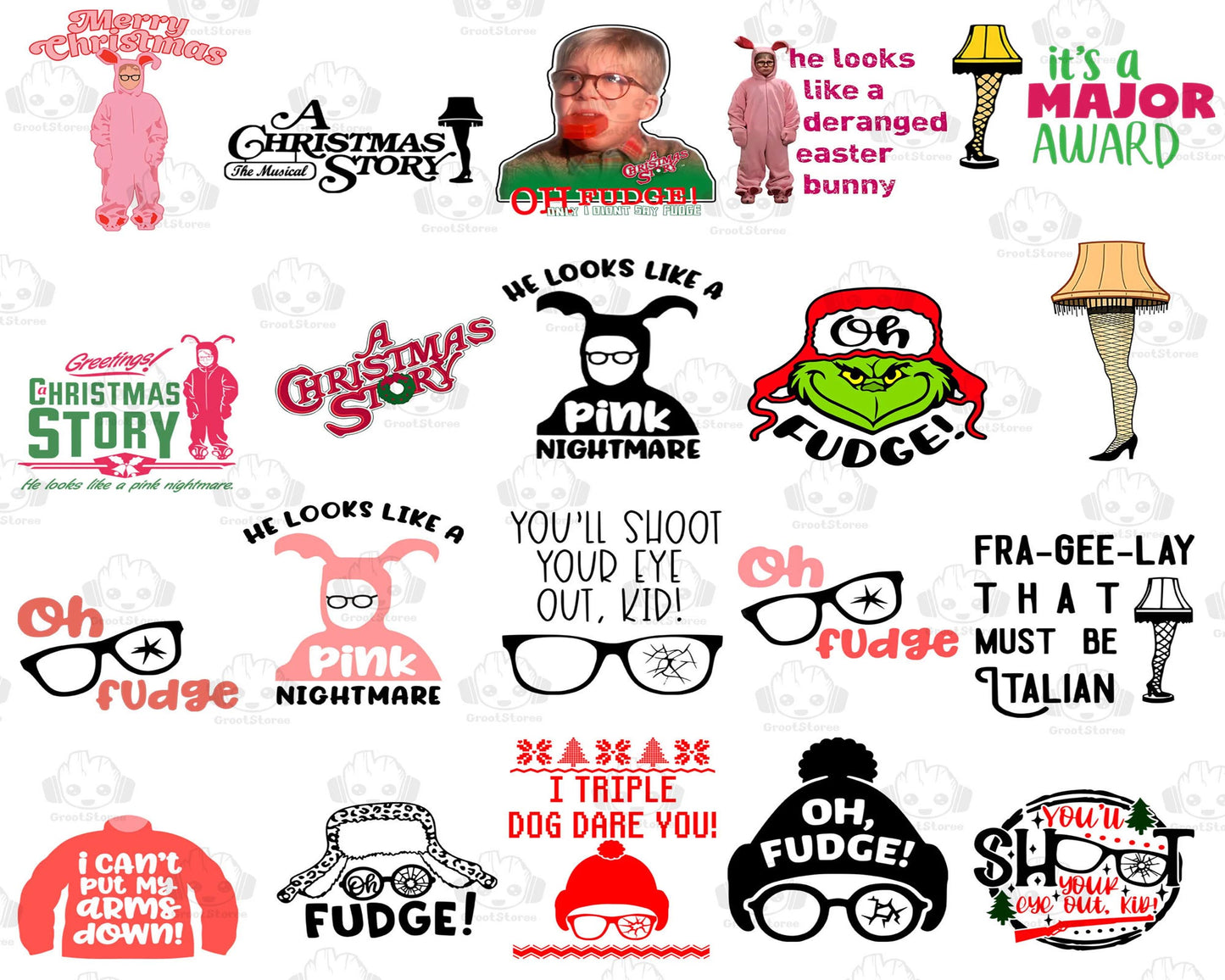 40+ Christmas Story Png Bundle, Oh Fudge Png, Christmas Movie Png Bundle, Digital Download ,Instant Download