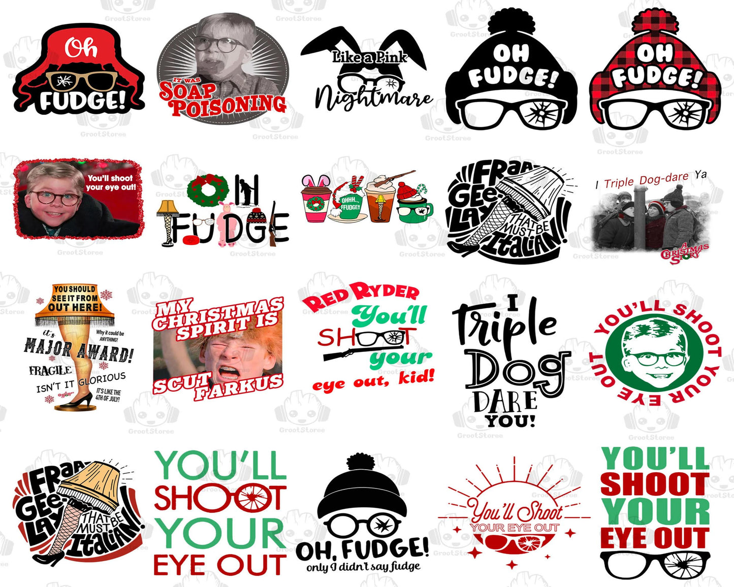 40+ Christmas Story Png Bundle, Oh Fudge Png, Christmas Movie Png Bundle, Digital Download ,Instant Download