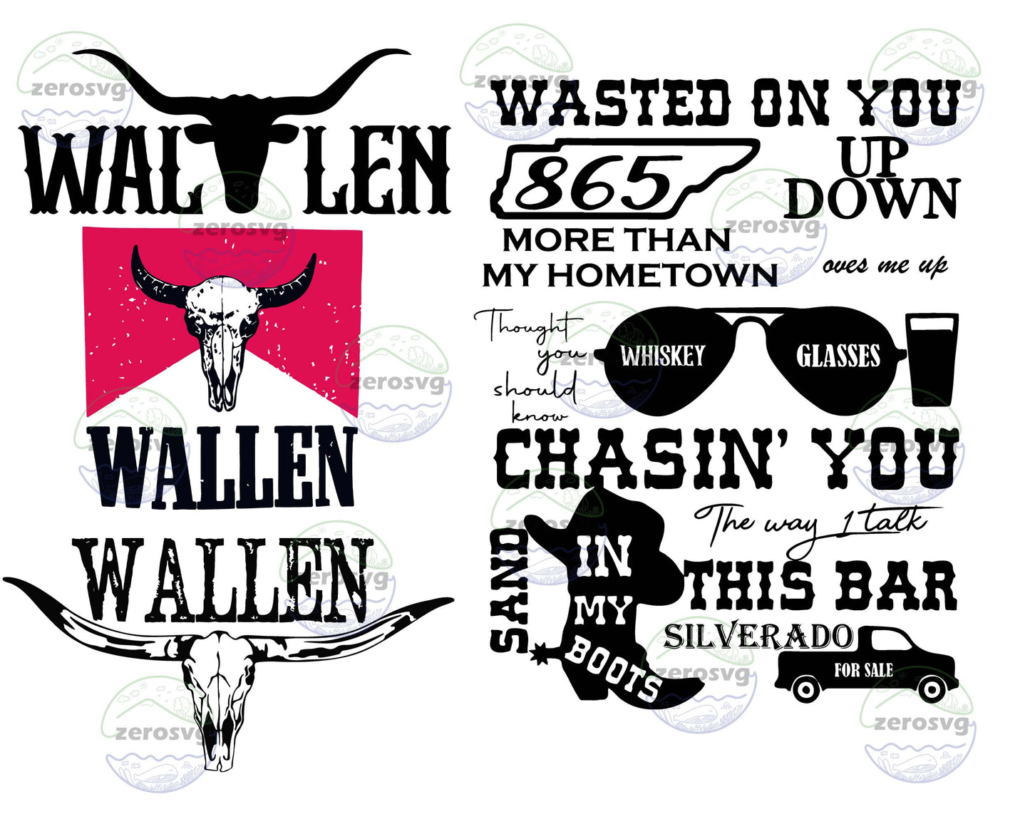 4 file Retro Wallen Bull Skull PNG, Country Western svg, Wallen Bull Skull bundle Svg Png Dxf Eps , cricut , file cut , Silhouette, Digital Dowload