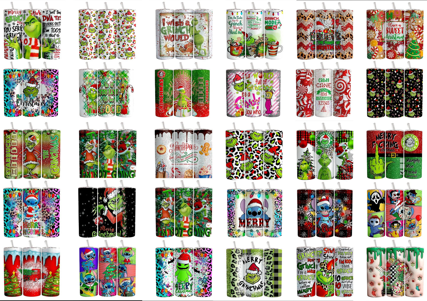 50 Christmas Tumbler Sublimation Designs, Designs 20 oz sublimation, Bundle Design Template for Sublimation
