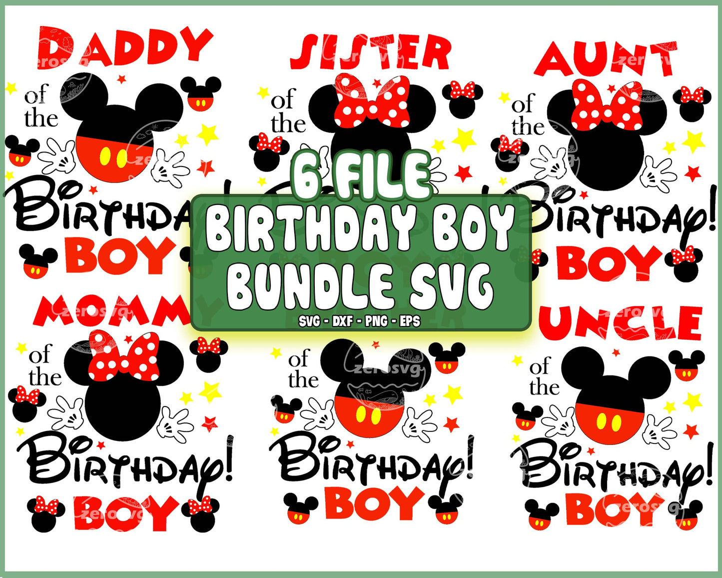 6 file Happy Birthday svg, mickey birthday boy bundle svg SVG, EPS, PNG, DXF for Cricut, Silhouette, Digital Download