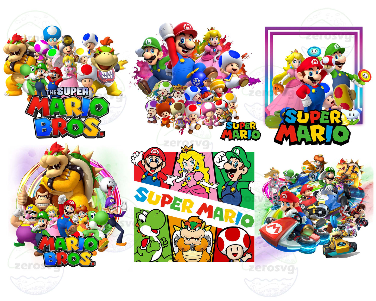 Super Mario Bundle PNG - 6 file mario bundle png, mario PNG, for Cricut, Silhouette, digital download