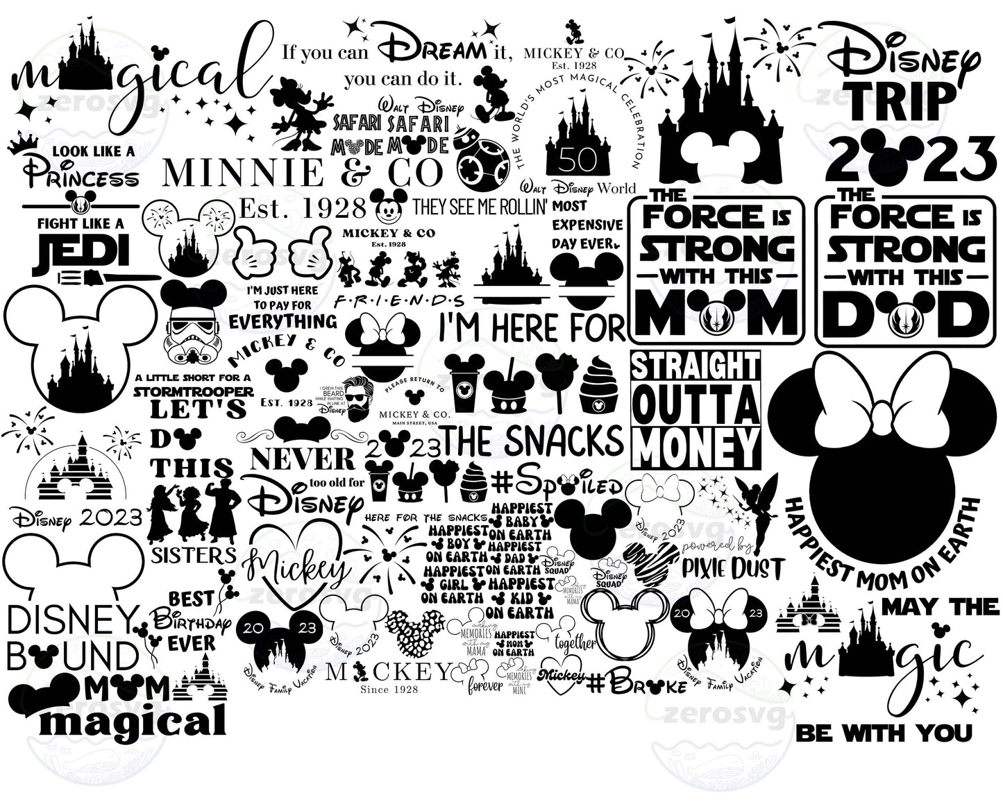 Disney  SVG Bundle - 70+ file disney bundle SVG, EPS, PNG, DXF for Cricut, Silhouette, digital download