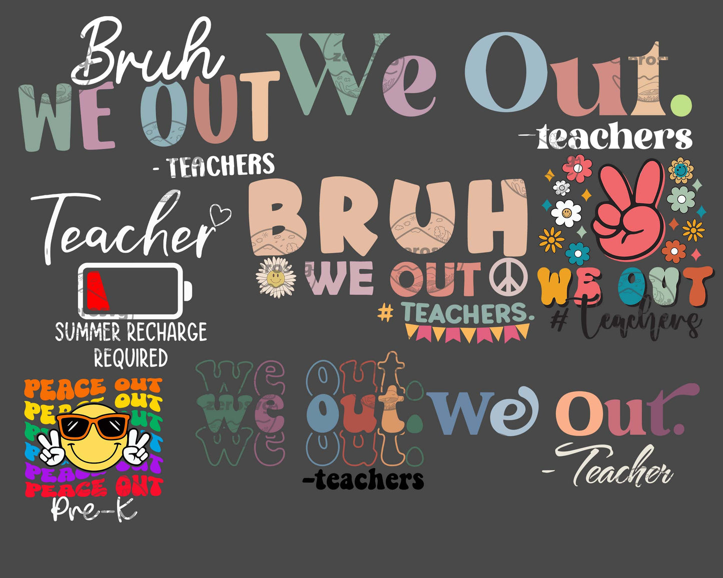 8 file We Out Teachers svg bundle ,End Of School svg, Last Day Of School png, Education png, Teacher Svg Png Dxf Eps , cricut , file cut , Silhouette, Digital Dowload