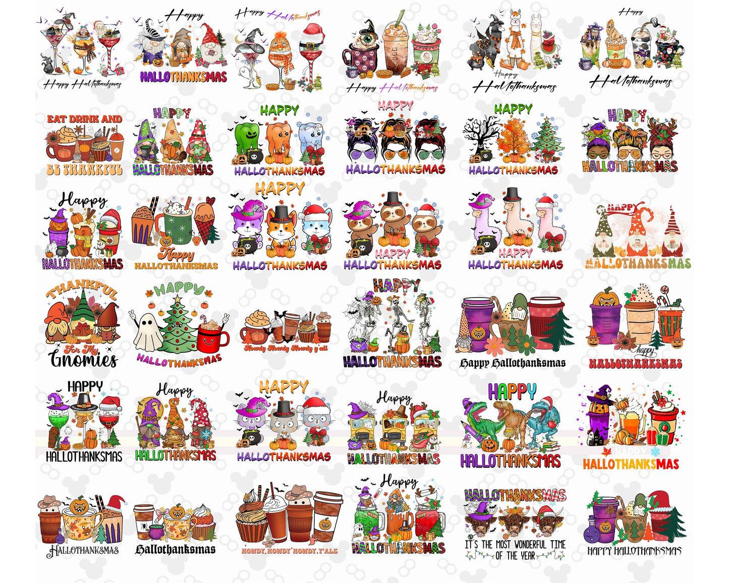 90 Files Happy Hallothanksmas PNG, Hallothanksmas Sublimation,appy Hallothanksmas Coffee Png, Silhouette , Digital download