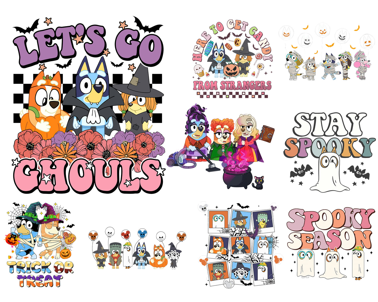 9 file Bluey Halloween Png Bundle, Blue Halloween PNG, Bluey Halloween Costume Sublimation , Digital Download ,Instant Download
