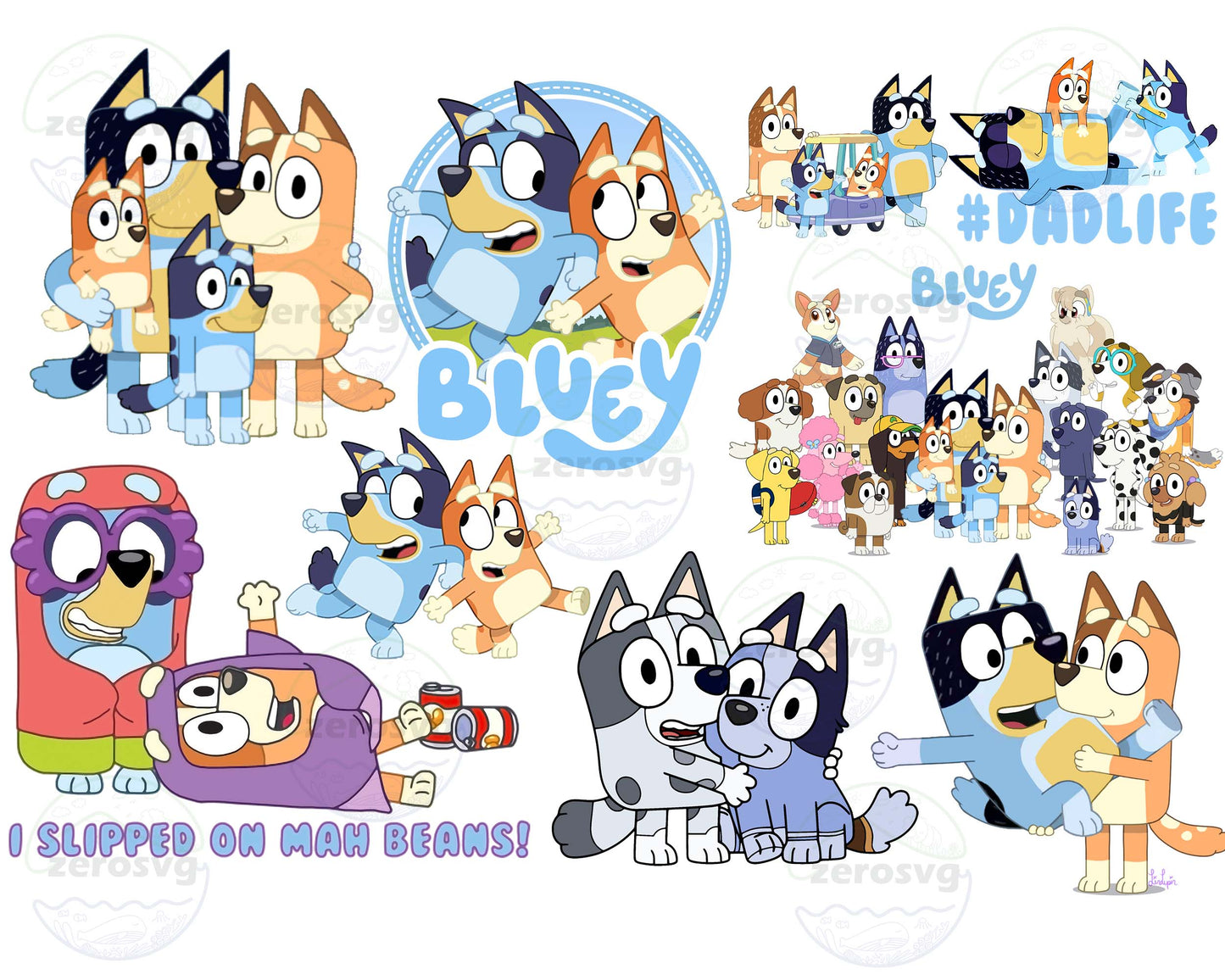 Bluey Bundle PNG - 9+ file Bluey bundle png, Bluey png , for Cricut, Silhouette, digital download
