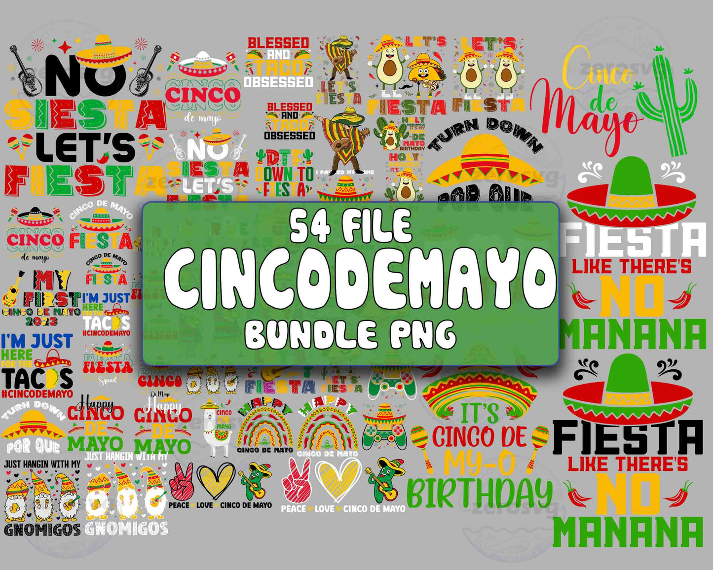 CincoDeMayo bundle PNG , 54 file CincoDeMayo PNG , for Cricut, Silhouette, digital download