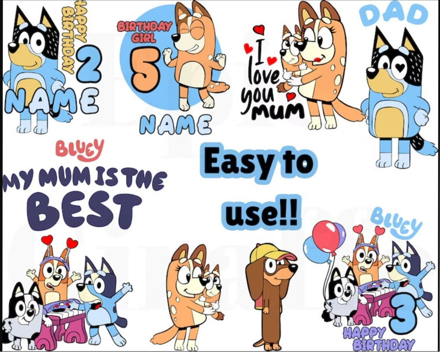 Mega Bluey Bundle Png, Bluey Family Bundle, Bluey And Bingo SVG DXF EPS PNG,  for Cricut, Silhouette, digital download