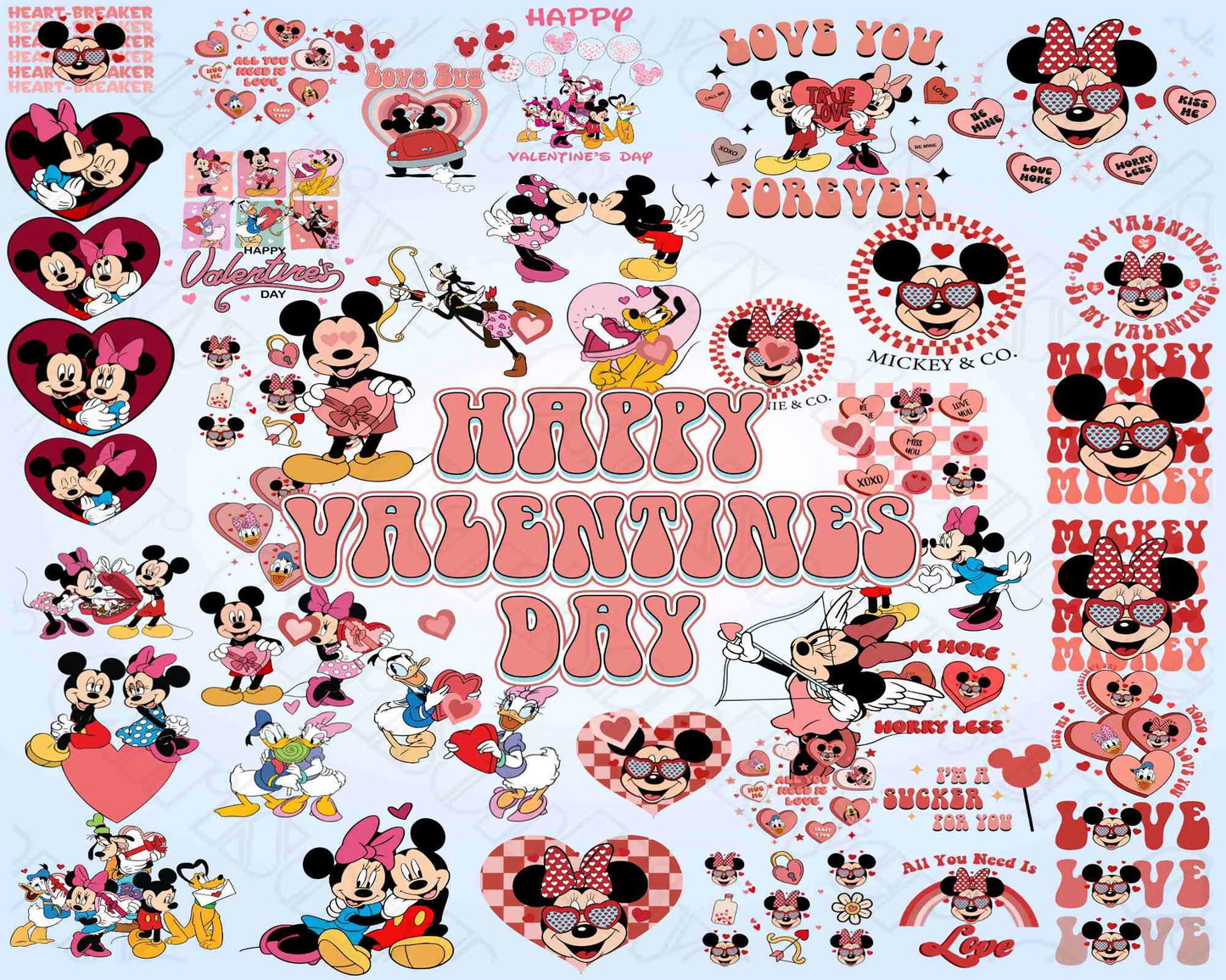 Designs Cartoon Valentine Png Bundle Be My Valentine Png, Mouse And Friend Character Movie Png , Digital Download ,Instant Download