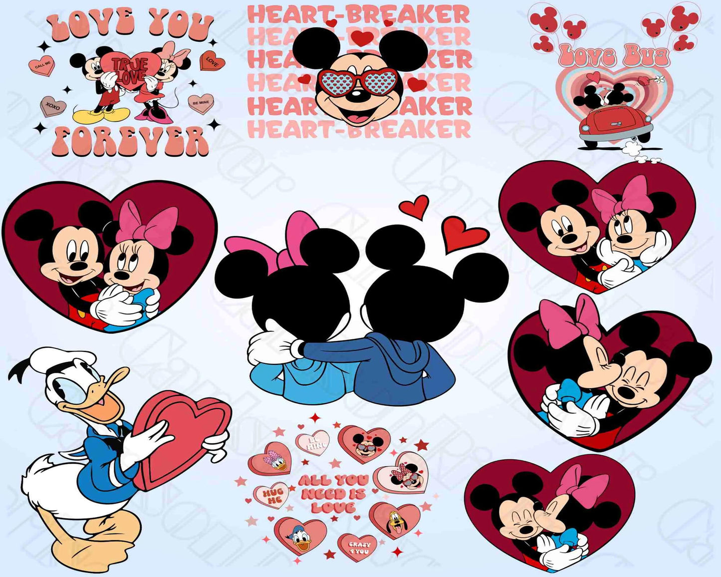 Designs Cartoon Valentine Png Bundle Be My Valentine Png, Mouse And Friend Character Movie Png , Digital Download ,Instant Download