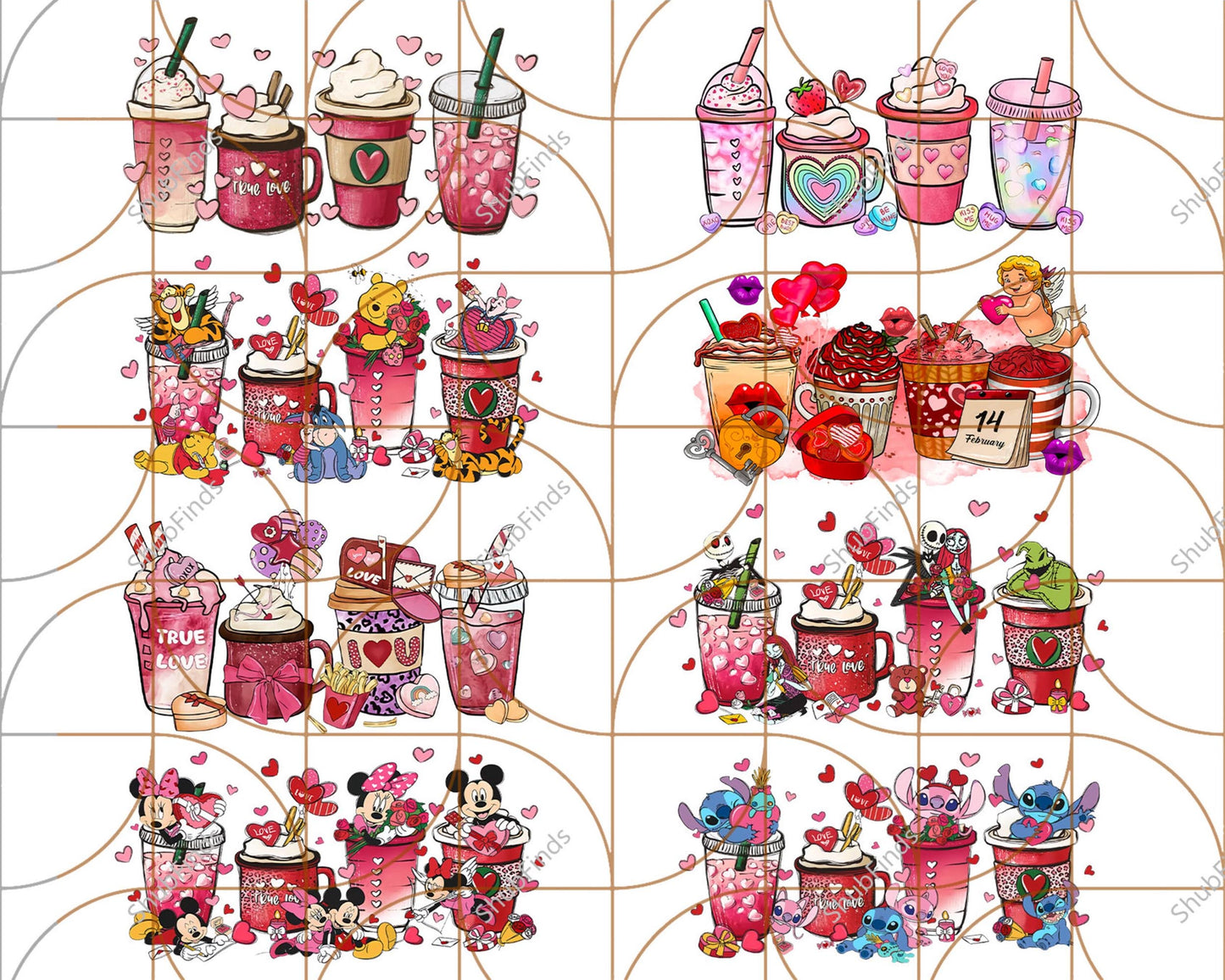 Valentine Coffee PNG Bundle, Valentine Coffee Png, Valentine Drinks Png, Latte Drink Png , Digital Download ,Instant Download