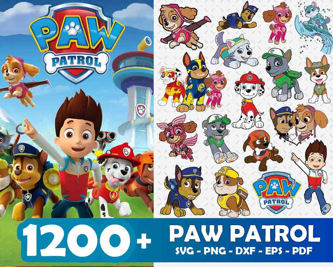 Paw Patrol SVG Bundle - 1200+ files Paw Patrol SVG, EPS, PNG, DXF for Cricut, Silhouette