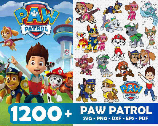 Paw Patrol SVG Bundle - 1200+ files Paw Patrol SVG, EPS, PNG, DXF for Cricut, Silhouette