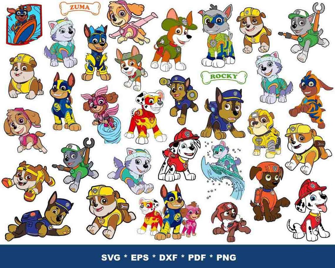 Paw Patrol SVG Bundle - 1200+ files Paw Patrol SVG, EPS, PNG, DXF for Cricut, Silhouette