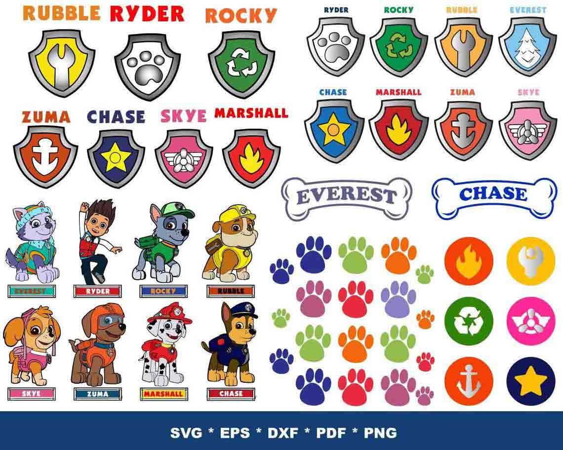 Paw Patrol SVG Bundle - 1200+ files Paw Patrol SVG, EPS, PNG, DXF for Cricut, Silhouette