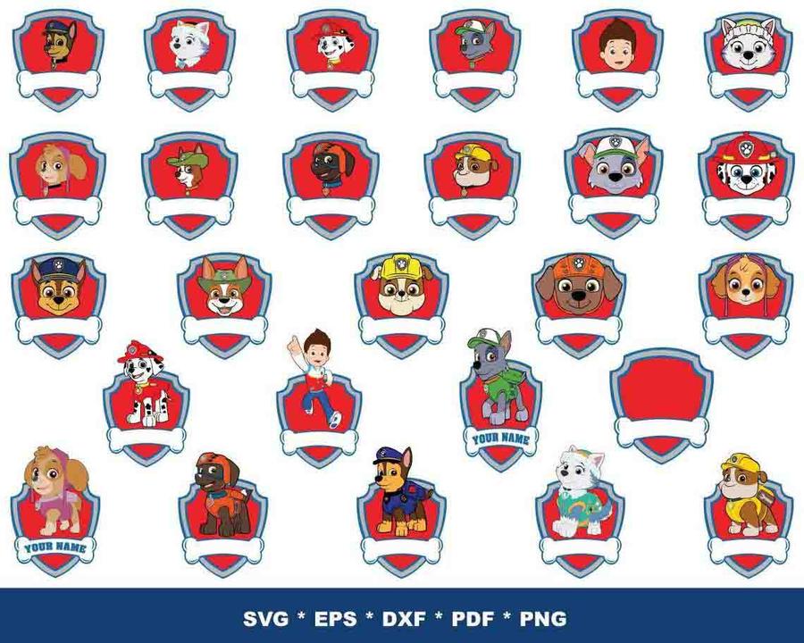 Paw Patrol SVG Bundle - 1200+ files Paw Patrol SVG, EPS, PNG, DXF for Cricut, Silhouette