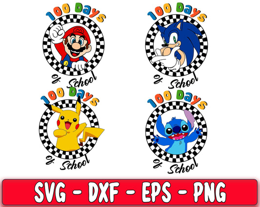 100 Days of School Stitch svg, 100 Day of School Bundle svg , Retro 100th Day Stitch, Back to School svg bundle SVG DXF PNG EPS , cricut , file cut , Silhouette, digital download, Instant Download