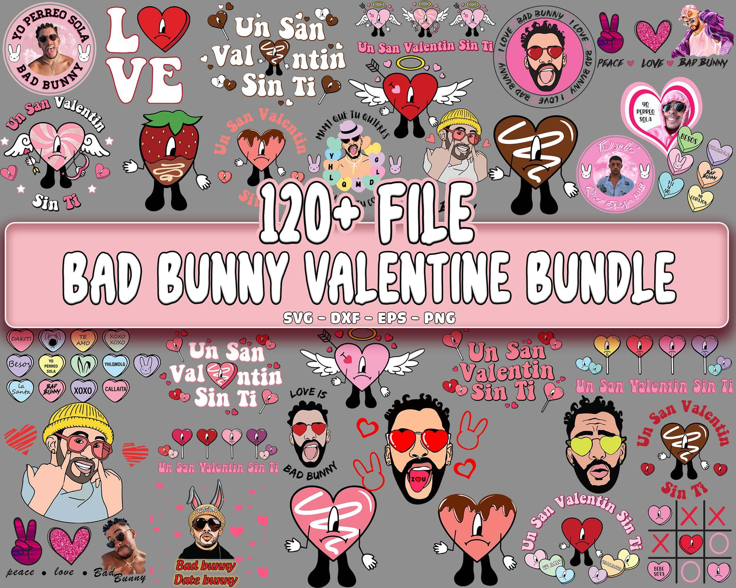 120+ file Bad Bunny valentine bundle SVG , Bad Bunny valentine PNG, Cutting Image, File Cut , Digital Download, Instant Download