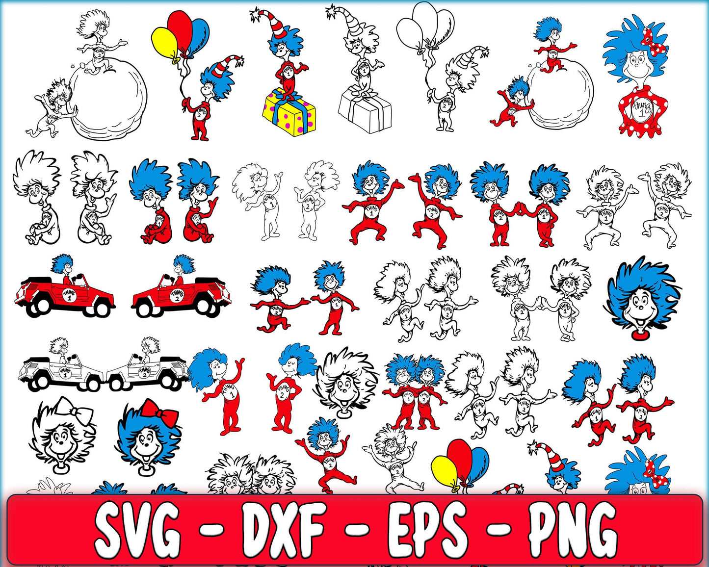 140+ file Dr seuss bundle svg, cat in the hat bundle SVG , Dr seuss SVG, EPS, PNG, DXF , cricut , file cut, for Cricut, Silhouette , digital download, Instant Download