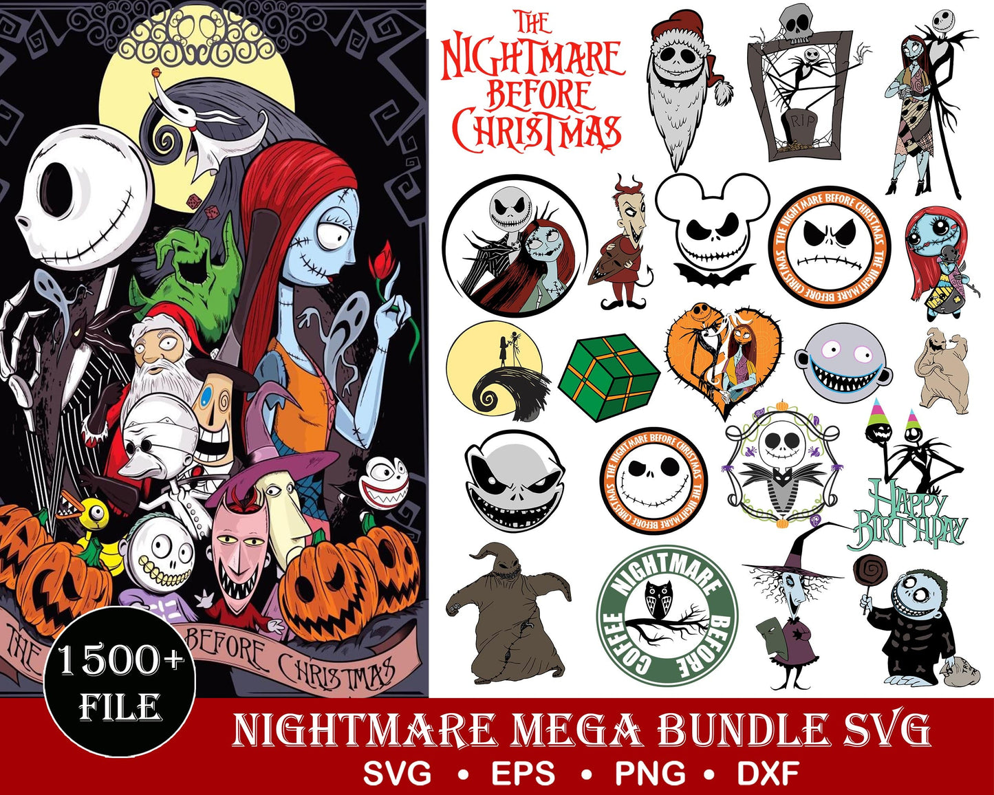1500+ file Nightmare Before Christmas Bundle SVG ,Bundle christmas SVG DXF EPS PNG, file cut, cricut, for Cricut, Silhouette
