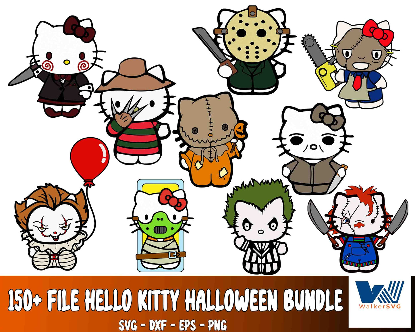 Hello kitty halloween bundle SVG ,150+ file hello kitty halloween bundle SVG , file cut , for Cricut, Silhouette , digital download