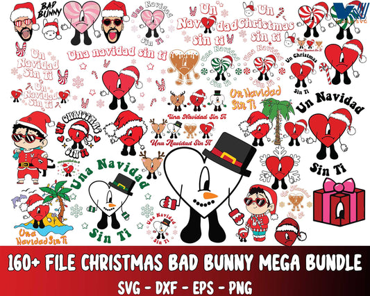 Christmas bad bunny bundle svg, 160+ file Christmas Bad Bunny mega bundle SVG , Un verano sin ti christmas SVG DXF EPS PNG , file cut , for Cricut,  Silhouette , digital download