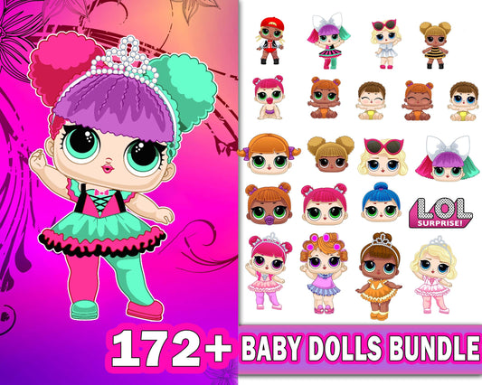 Lol dolls svg dxf eps png , 172+ file lol dolls bundle svg , Beautiful Doll Png, baby dolls clipart set vector, New Doll Svg, Cricut , File cut , Vector file , Silhouette Digital Dowload