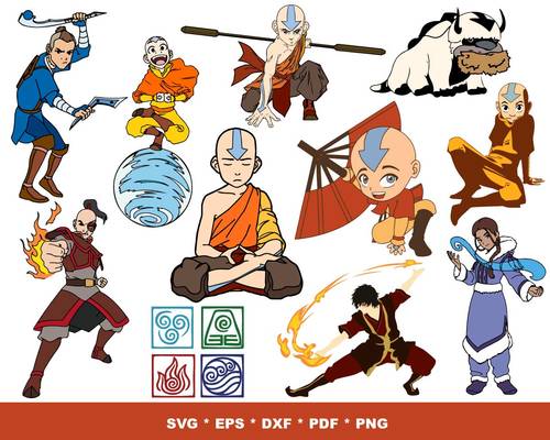 The Last Airbender SVG Bundle - 100+ files The Last Airbender SVG, EPS, PNG, DXF for Cricut, Silhouette