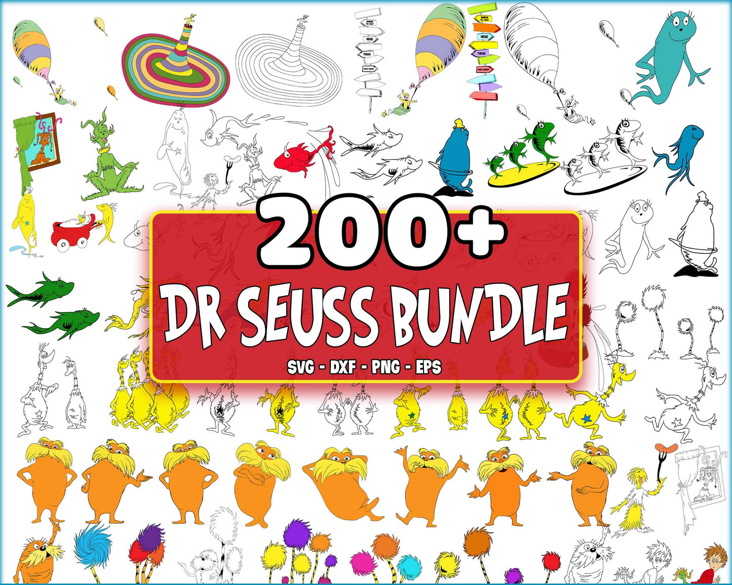 200+ file Dr seuss bundle svg, cat in the hat bundle SVG , Dr seuss SVG, EPS, PNG, DXF , cricut , file cut, for Cricut, Silhouette , digital download, Instant Download