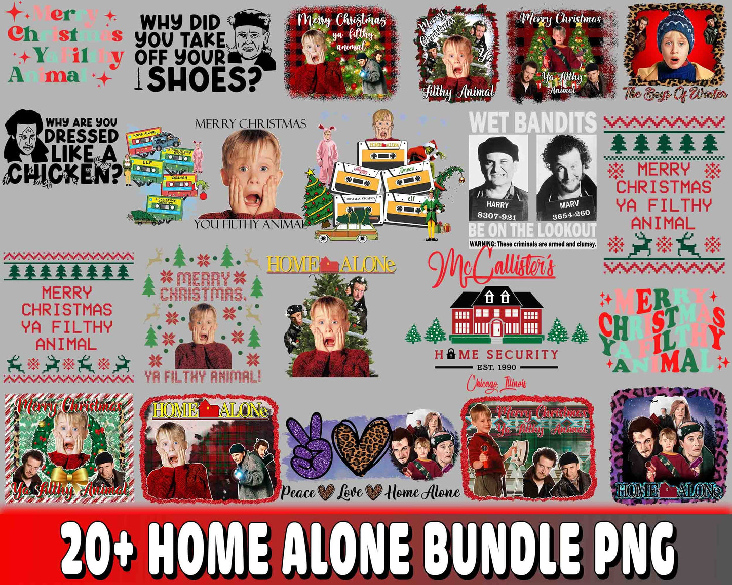 Home Alone Bundle PNG , 20+ Home Alone Bundle PNG , file cut , Silhouette, digital download, Instant Download