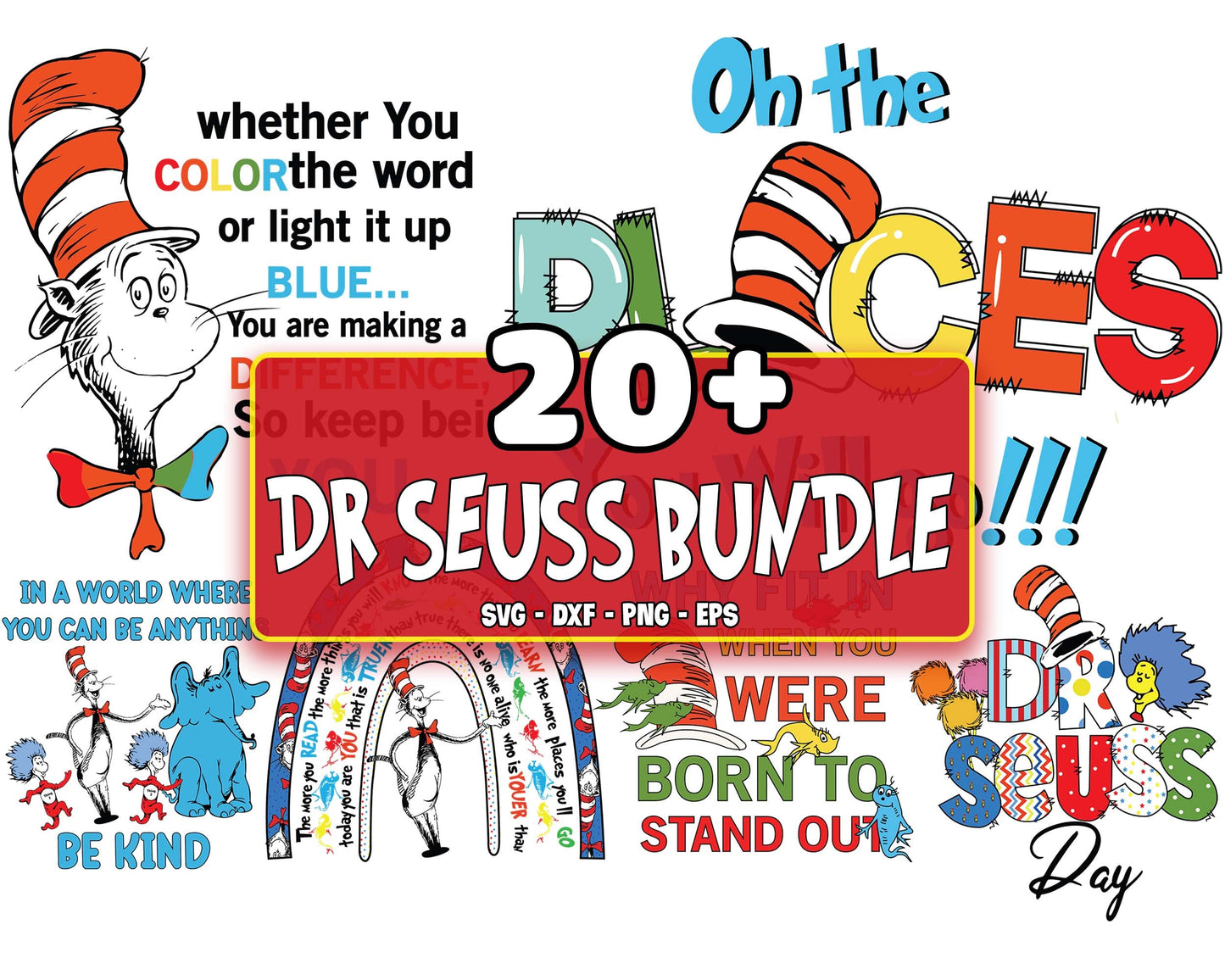 20+ file Dr Seuss Bundle svg,Green Eggs and Ham,Cat in The Hat Svg,Kids Svg,Teacher SVG, EPS, PNG, DXF , cricut , file cut, for Cricut, Silhouette , digital download, Instant Download