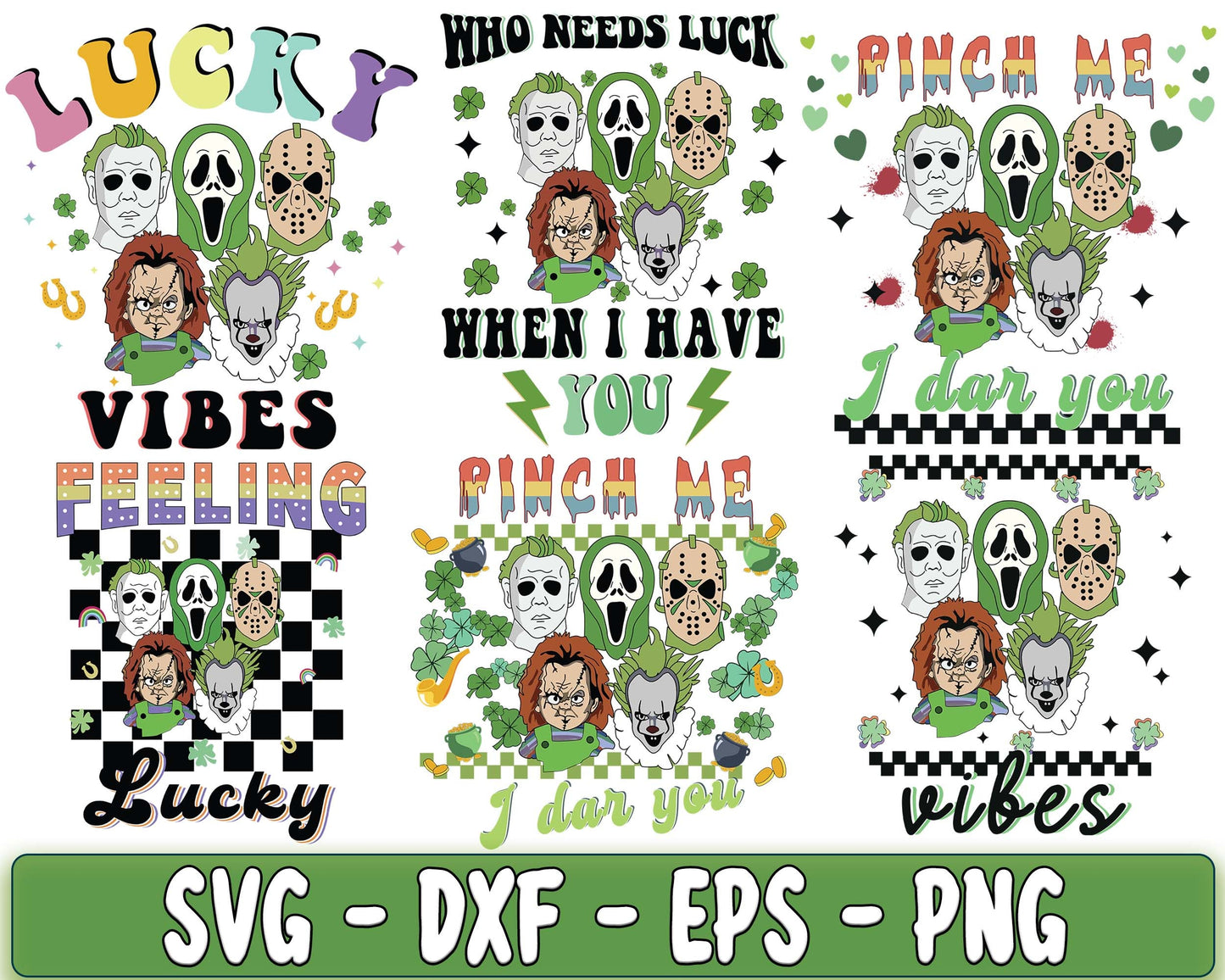 Horror Movie St Patricks Day svg bundle ,20+ file Retro Horror Movie St Patricks Day SVG DXF PNG EPS , cricut , file cut , Silhouette, digital download, Instant Download