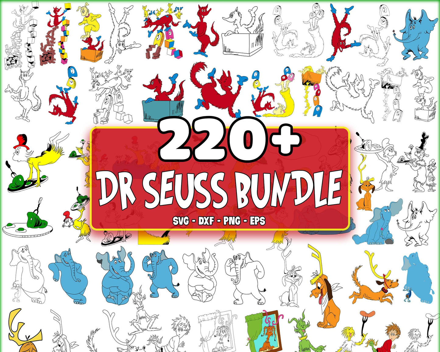 220+ file Dr seuss bundle svg,  The lorax svg bundle , Sneetches svg, One fish two fish red fish , oh, the places you'll go svg , Green Egg and Ham SVG , Dr seuss SVG, EPS, PNG, DXF  , Silhouette , digital download, Instant Download