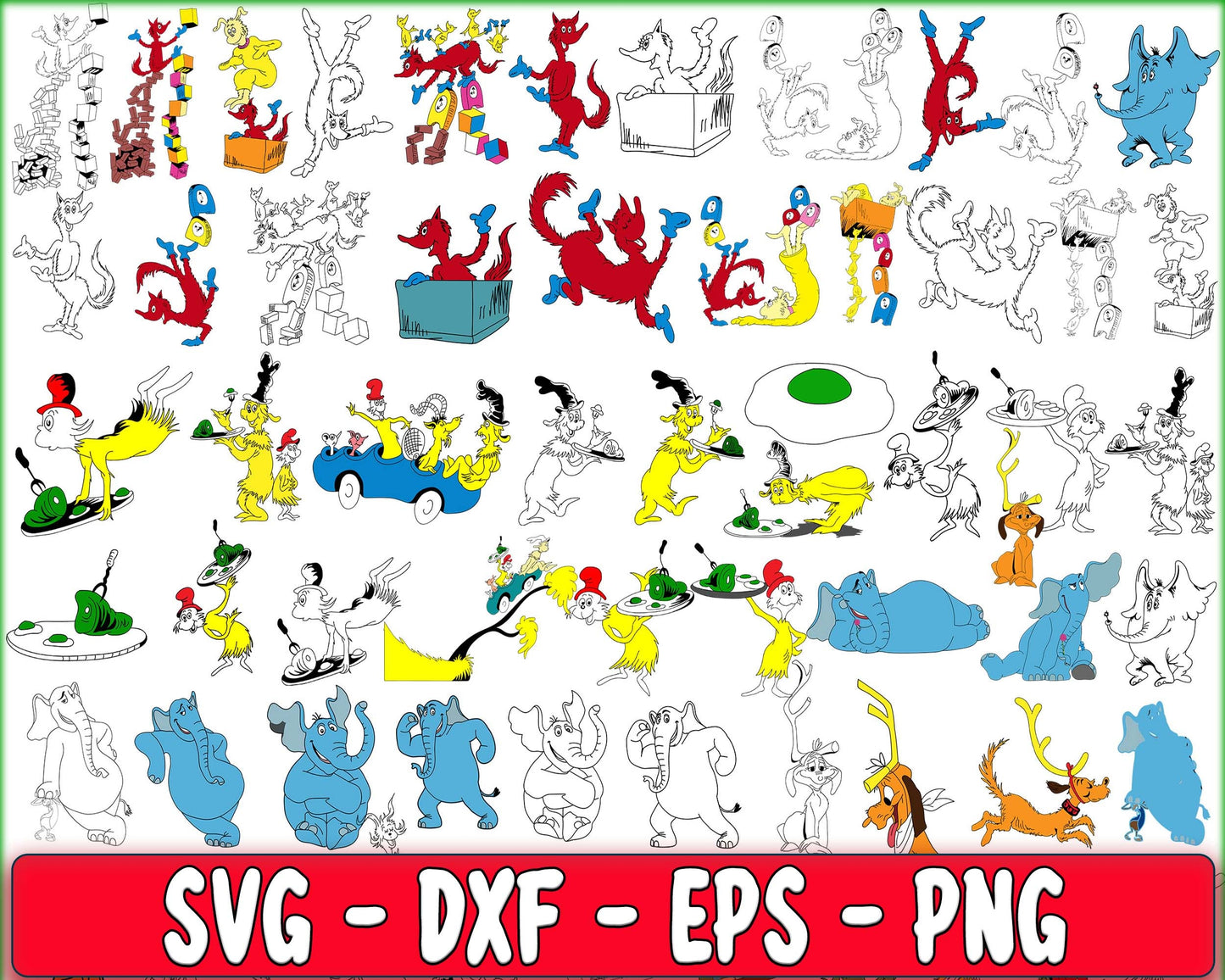 220+ file Dr seuss bundle svg,  The lorax svg bundle , Sneetches svg, One fish two fish red fish , oh, the places you'll go svg , Green Egg and Ham SVG , Dr seuss SVG, EPS, PNG, DXF  , Silhouette , digital download, Instant Download