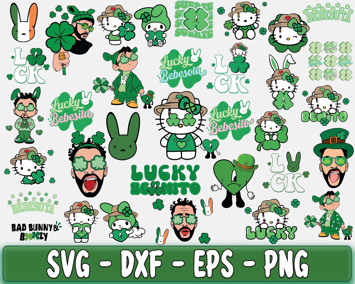 Bad Bunny Patrick's day bundle svg, Patrick's day svg bundle, 230+ file Bad Bunny SVG DXF PNG EPS , cricut , file cut , Silhouette, digital download, Instant Download