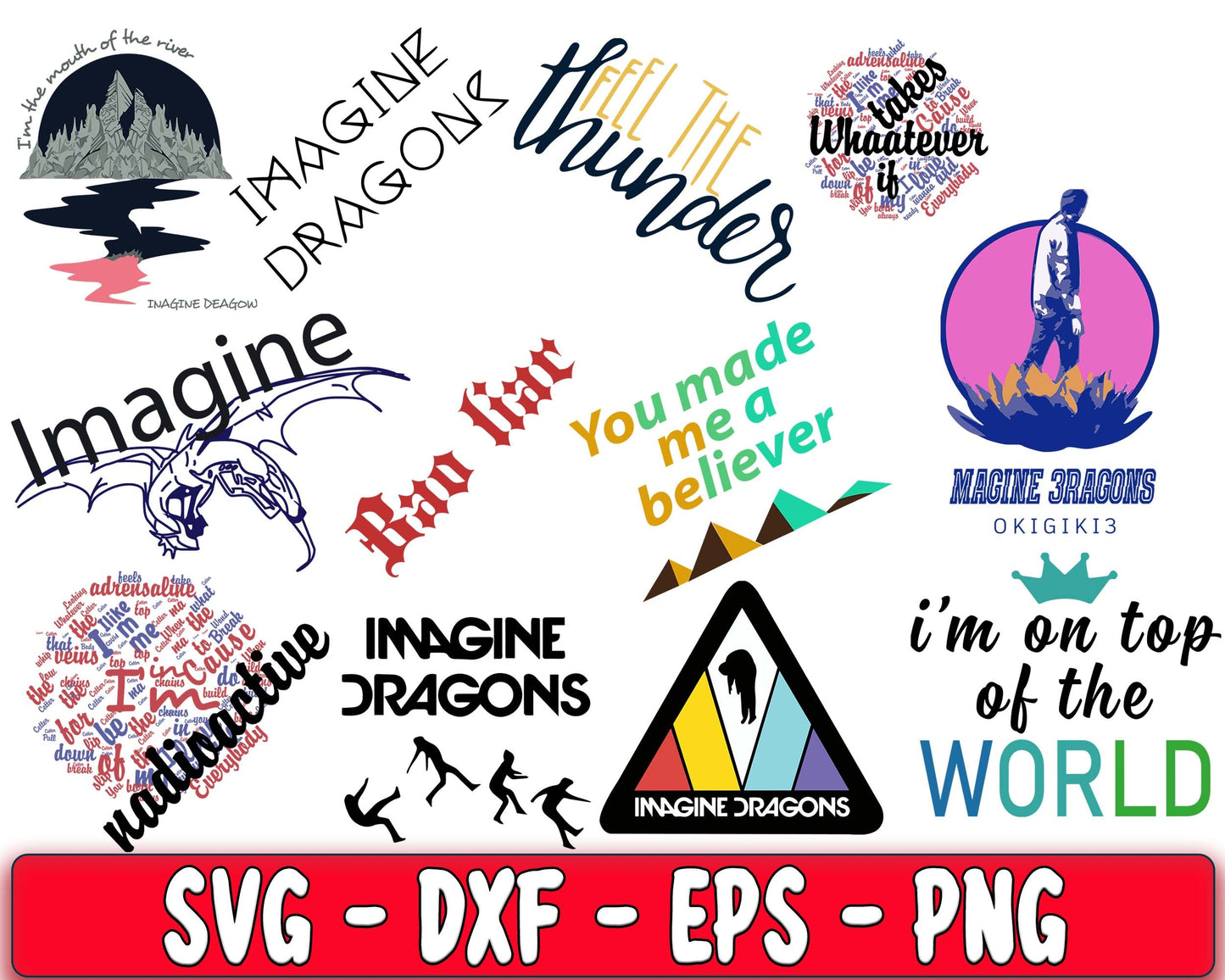 Imagine Dragon SVG Bundle - 23+ file Imagine Dragon SVG, EPS, PNG, DXF for Cricut, Silhouette, digital download, Instant Download