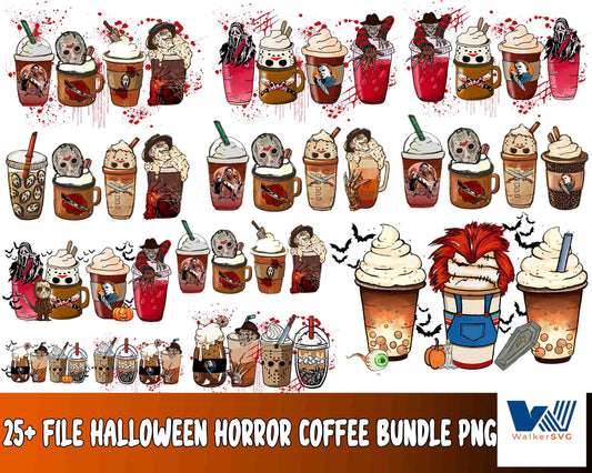 Halloween horror Coffee bundle png ,25+ file Halloween horror Coffee bundle Png , Silhouette , Digital download