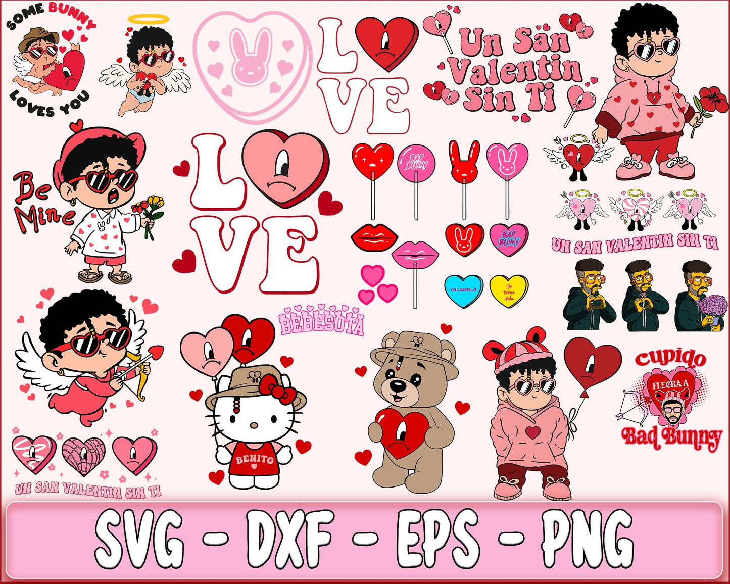 270+ file Bad Bunny valentine SVG bundle , Bad Bunny valentine bundle SVG DXF EPS PNG, Cutting Image, File Cut , Digital Download, Instant Download