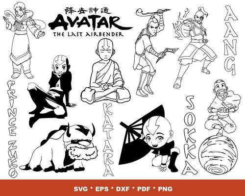 The Last Airbender SVG Bundle - 100+ files The Last Airbender SVG, EPS, PNG, DXF for Cricut, Silhouette