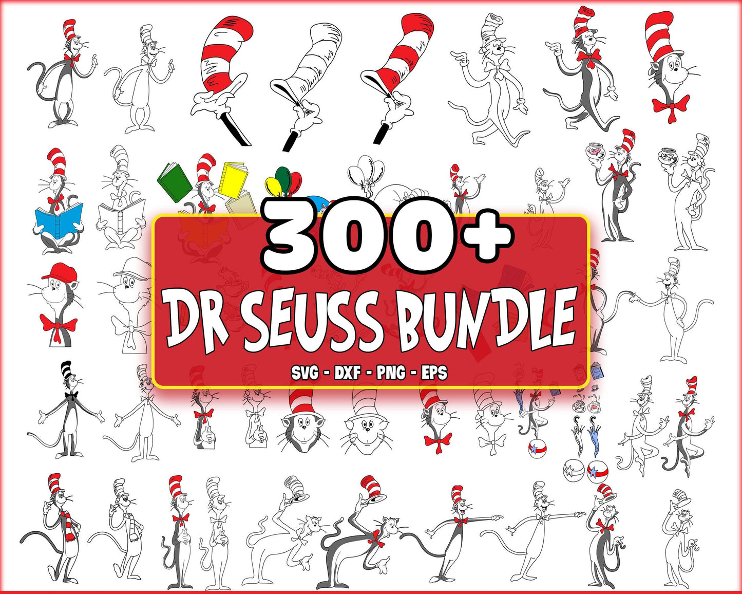 300+ file Dr seuss bundle svg, cat in the hat bundle SVG, Dr seuss SVG, EPS, PNG, DXF  , Silhouette , digital download, Instant Download