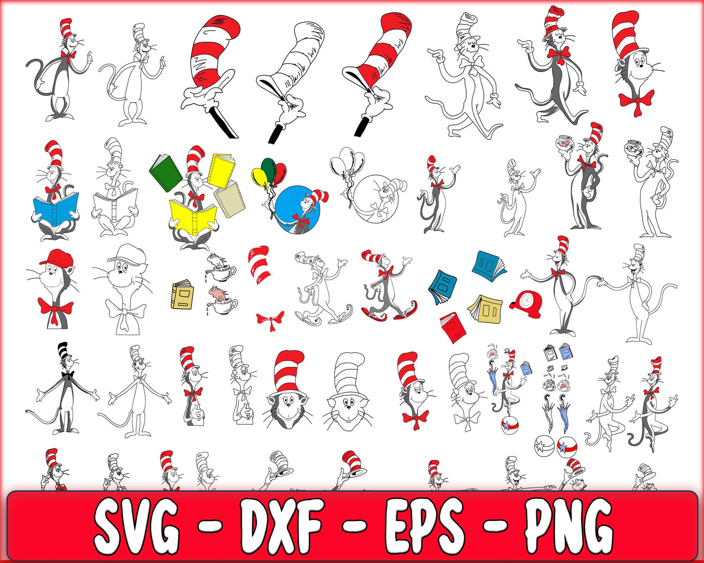 300+ file Dr seuss bundle svg, cat in the hat bundle SVG, Dr seuss SVG, EPS, PNG, DXF  , Silhouette , digital download, Instant Download