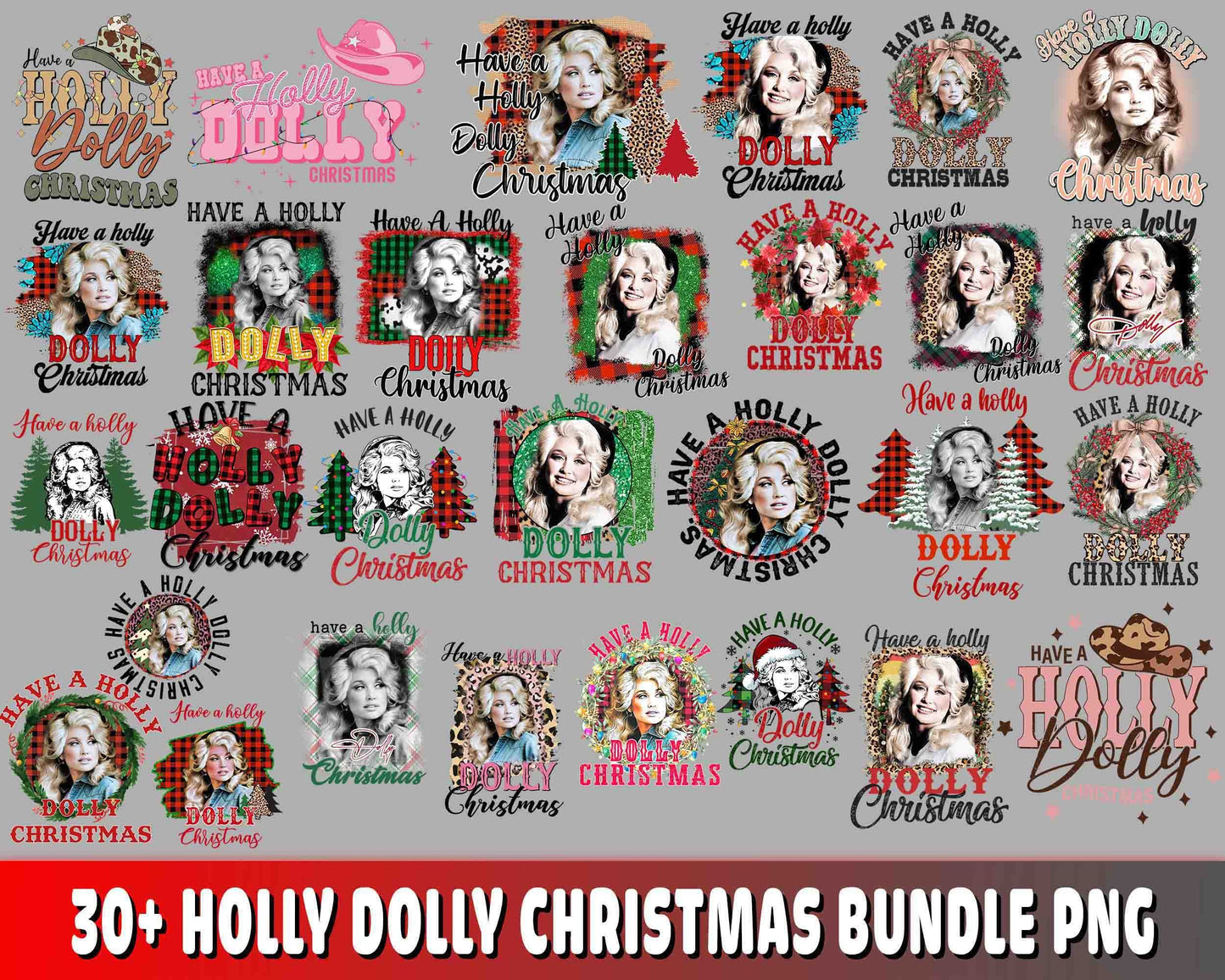 Have A Holly Dolly christmas Bundle PNG , 30 file Have A Holly Dolly christmas Bundle PNG , file cut , Silhouette, digital download, Instant Download