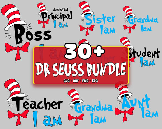 30+ file Dr Suess Bundle SVG , cat in the hat bundle SVG, EPS, PNG, DXF , cricut , file cut, for Cricut, Silhouette , digital download, Instant Download