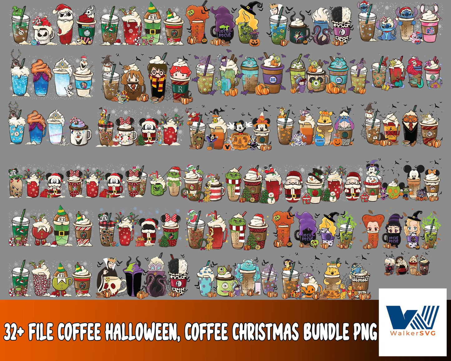 Christmas Coffee png,32+ file Coffee Bundle PNG - bundle halloween PNG , Silhouette , Digital download