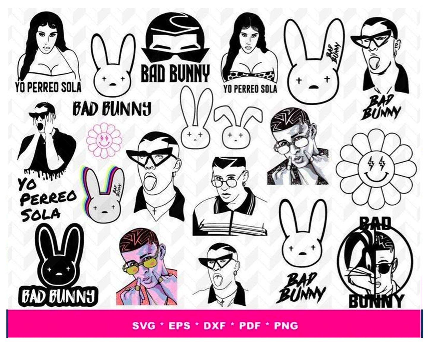 Bad Bunny SVG, 350+ file bad bunny svg , Mega Bundle bad bunny SVG DXF EPS PNG , file cut , for Cricut, Silhouette , digital download